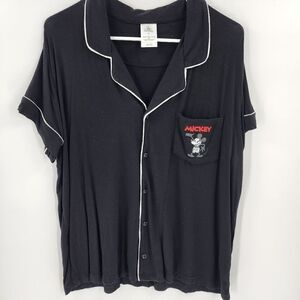 Disney mickey mouse pajama shirt medium black button up
